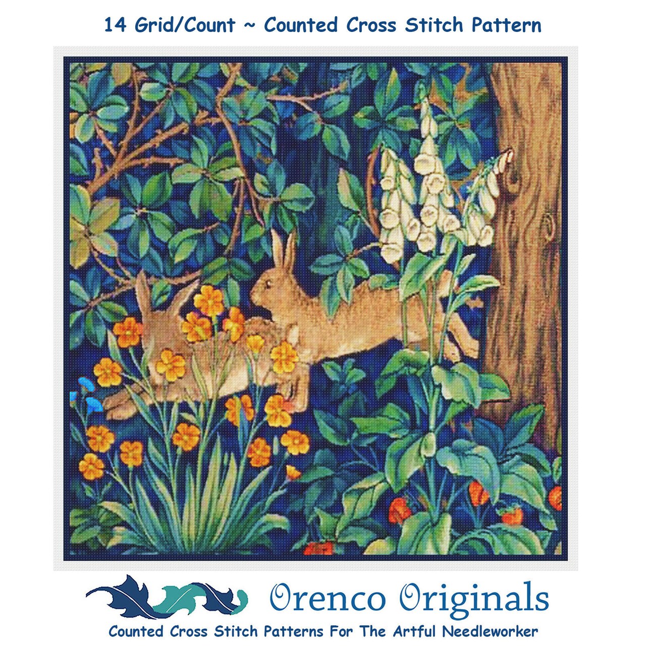 Forest Rabbits Design by William Morris and Company Counted Cross Stitch Pattern